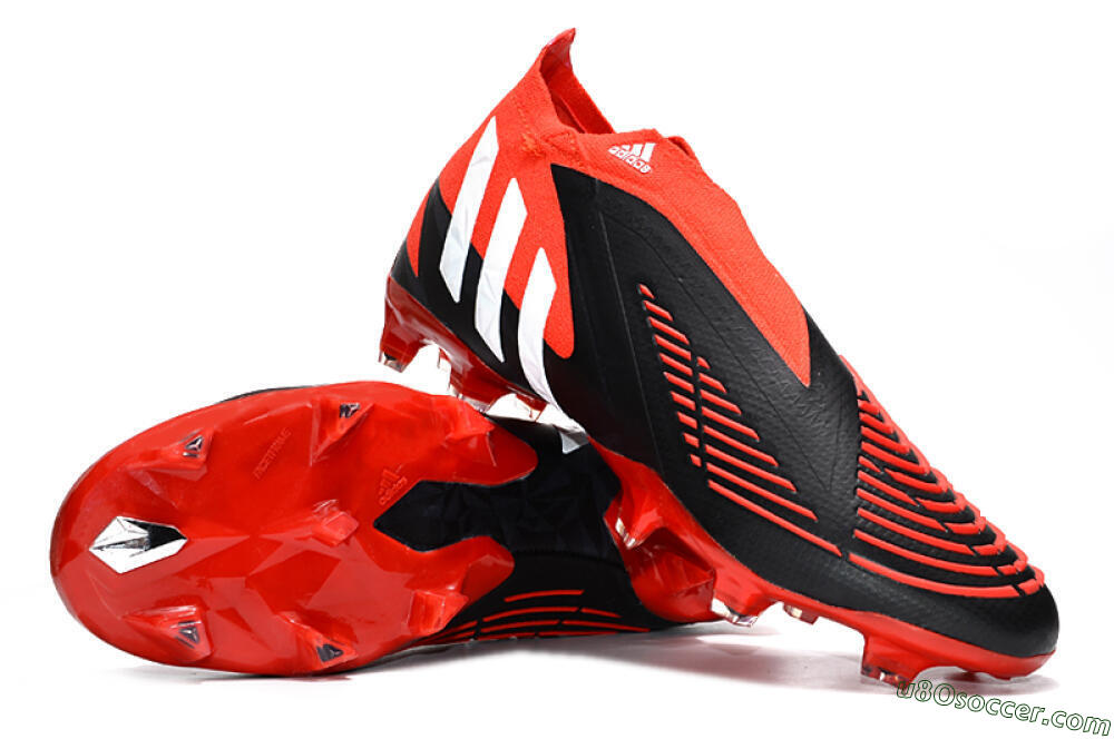 Adidas Predator Edge Geometric+ FG Firm Ground Soccer Cleats - Red/Black/White 3