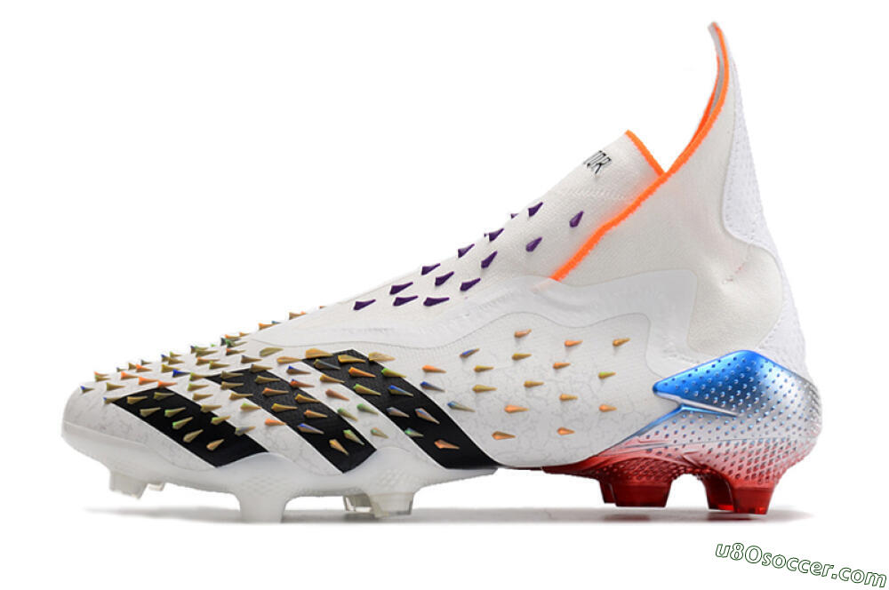 Adidas Predator Freak + FG Firm Ground Soccer Cleats - White/Black 2