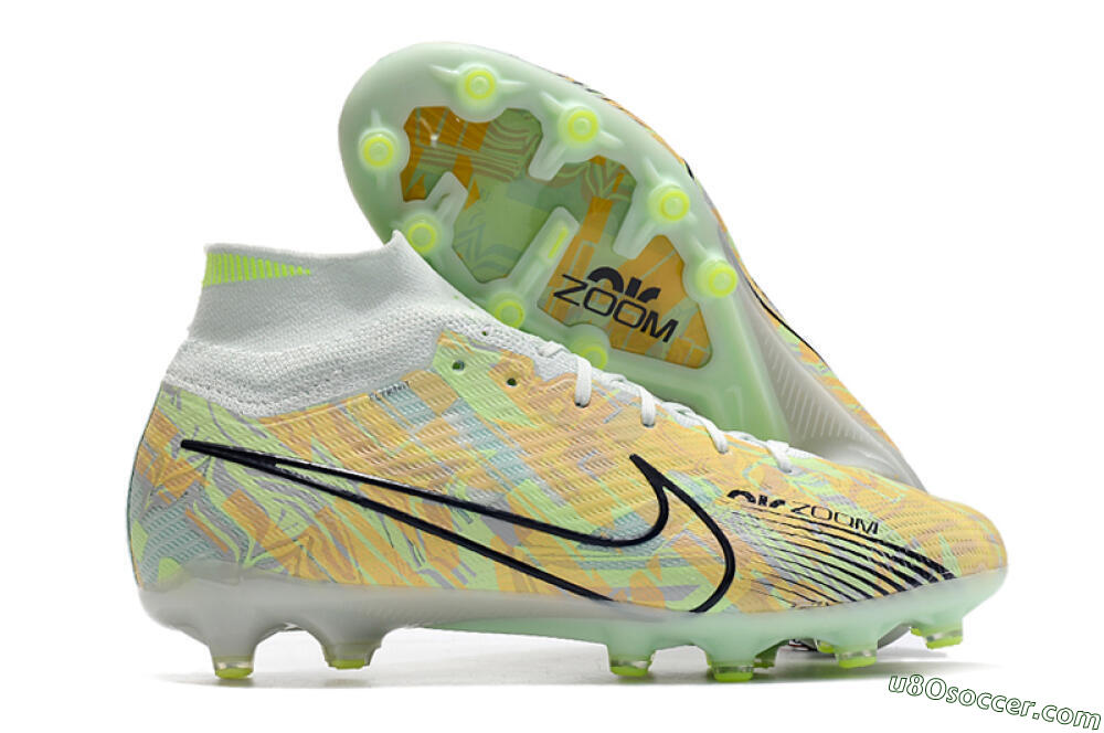 Nike Air Zoom Mercurial Superfly 9 Elite AG Artificial Grass Soccer Cleats - White/Green/Orange 1