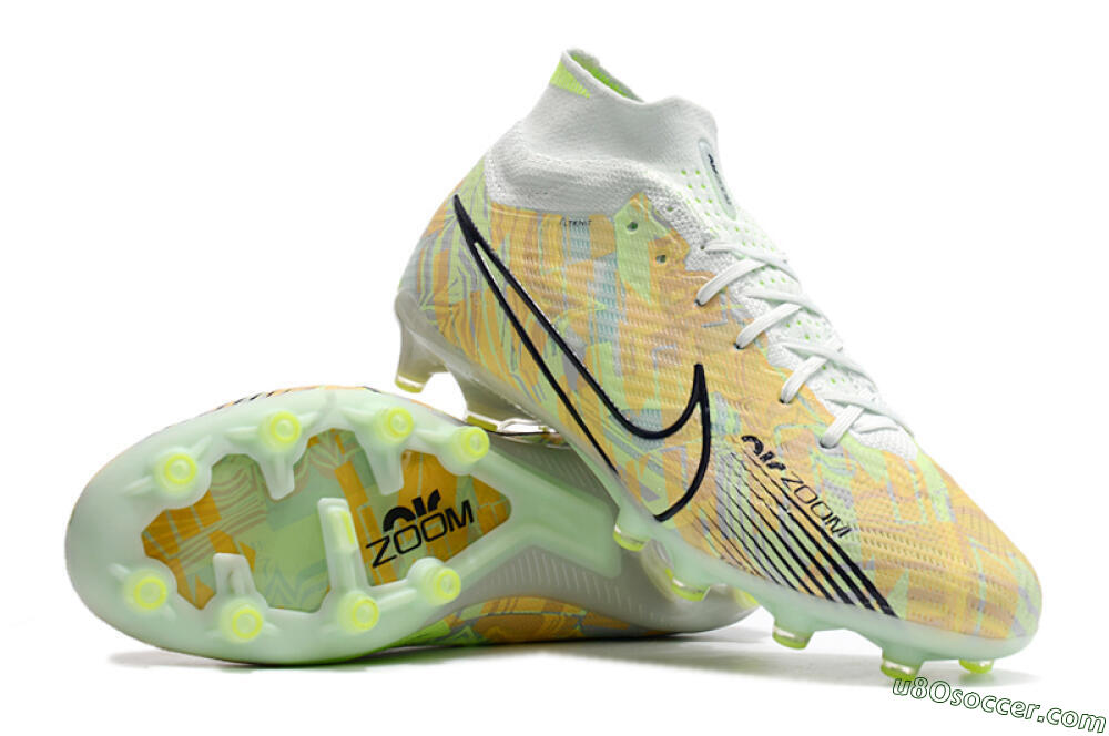 Nike Air Zoom Mercurial Superfly 9 Elite AG Artificial Grass Soccer Cleats - White/Green/Orange 3