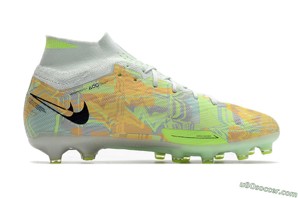 Nike Air Zoom Mercurial Superfly 9 Elite AG Artificial Grass Soccer Cleats - White/Green/Orange 7