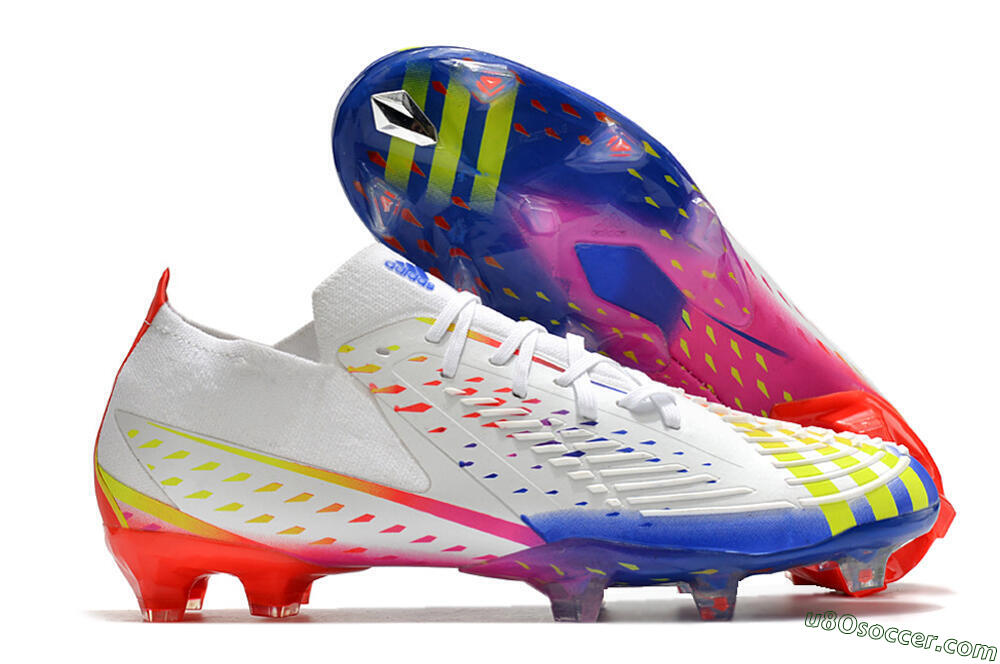 Adidas Predator FIFA World Cup Qatar 2022 Edge+ FG Firm Ground Soccer Cleats - White/Red/Blue 1