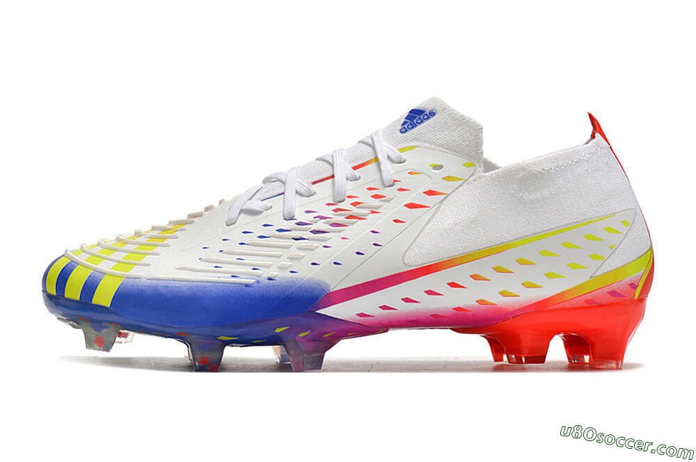 Adidas Predator FIFA World Cup Qatar 2022 Edge+ FG Firm Ground Soccer Cleats - White/Red/Blue 2