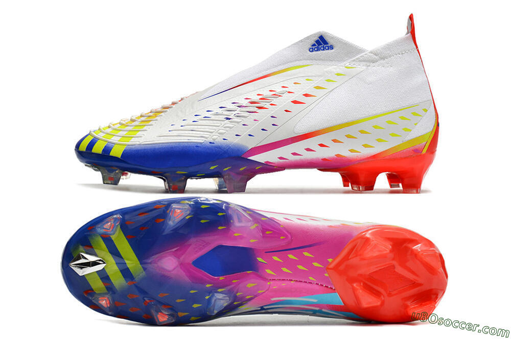 Adidas Predator FIFA World Cup Qatar 2022 Edge+ FG Firm Ground Soccer Cleats - White/Red/Blue 0