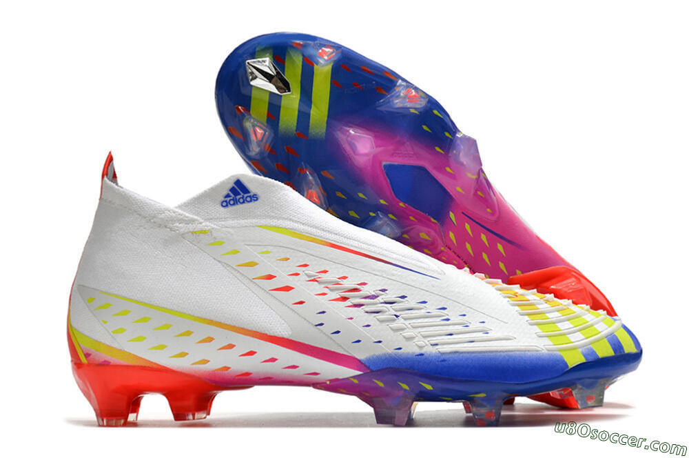 Adidas Predator FIFA World Cup Qatar 2022 Edge+ FG Firm Ground Soccer Cleats - White/Red/Blue 1