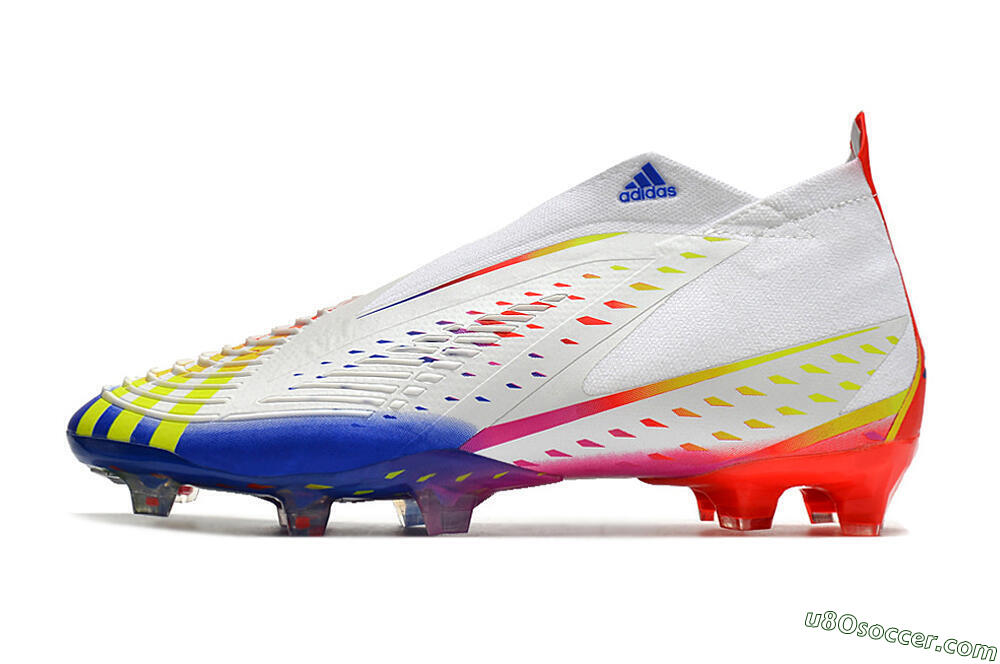Adidas Predator FIFA World Cup Qatar 2022 Edge+ FG Firm Ground Soccer Cleats - White/Red/Blue 2
