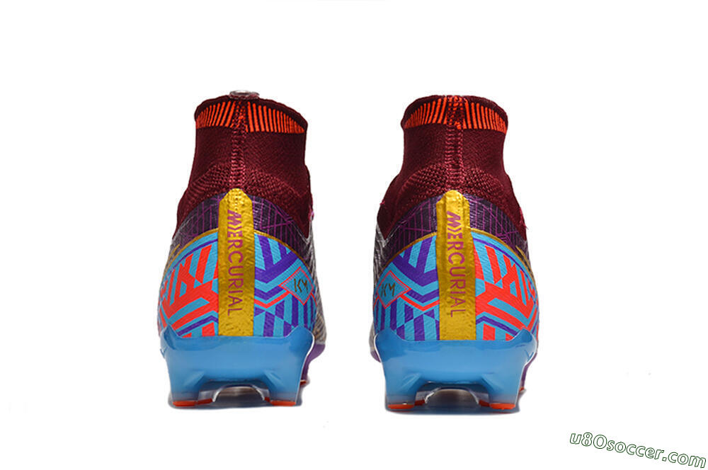 Nike Air Zoom Mercurial Superfly 9 Elite AG Artificial Grass Soccer Cleats - Red/Gold/Blue 5