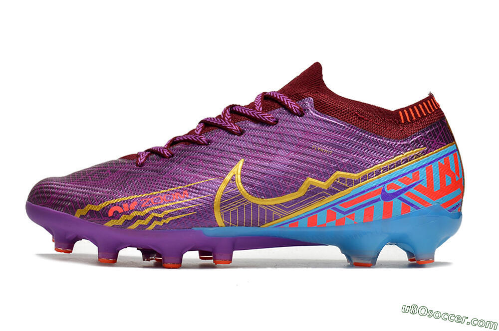 Nike Air Zoom Mercurial Vapor 15 Elite AG Artificial Grass Soccer Cleats - Red/Gold/Blue 2
