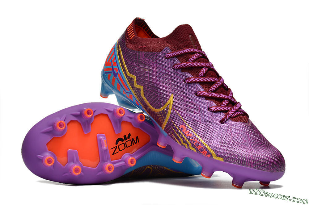 Nike Air Zoom Mercurial Vapor 15 Elite AG Artificial Grass Soccer Cleats - Red/Gold/Blue 3