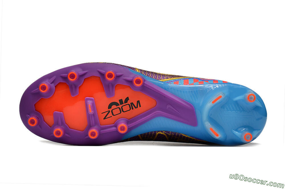 Nike Air Zoom Mercurial Vapor 15 Elite AG Artificial Grass Soccer Cleats - Red/Gold/Blue 6
