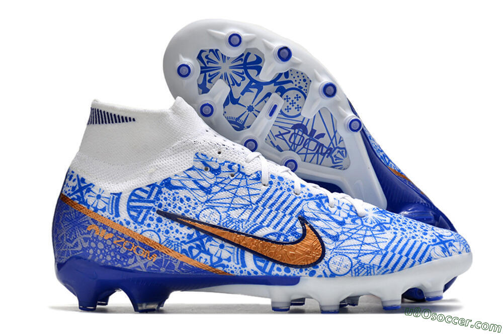 Nike Air Zoom Mercurial Superfly 9 Elite AG Artificial Grass Soccer Cleats - Blue/White 1