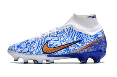 Nike Air Zoom Mercurial Superfly 9 Elite AG Artificial Grass Soccer Cleats - Blue/White