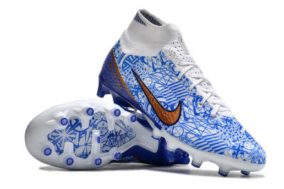 Nike Air Zoom Mercurial Superfly 9 Elite AG Artificial Grass Soccer Cleats - Blue/White