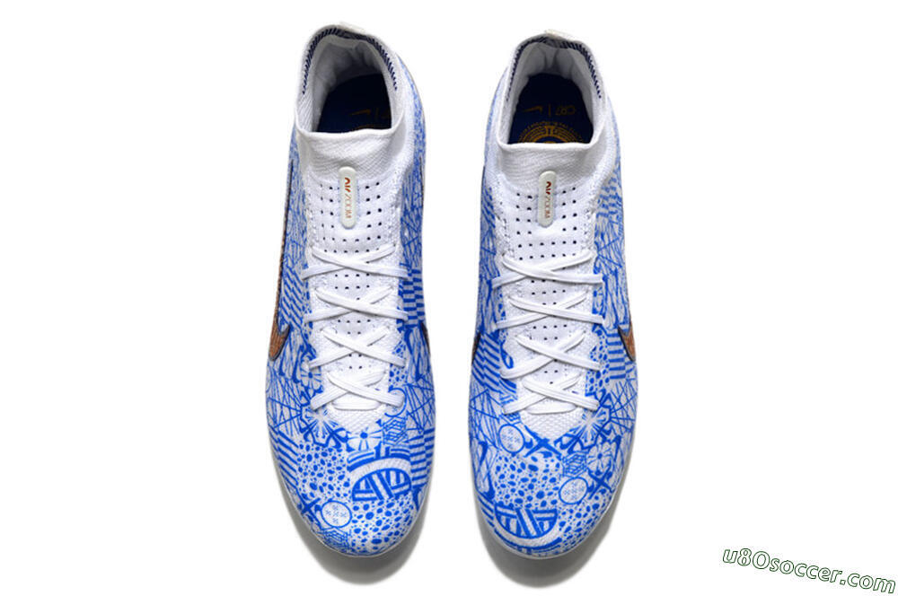 Nike Air Zoom Mercurial Superfly 9 Elite AG Artificial Grass Soccer Cleats - Blue/White 4