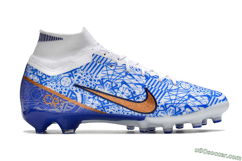 Nike Air Zoom Mercurial Superfly 9 Elite AG Artificial Grass Soccer Cleats - Blue/White 7
