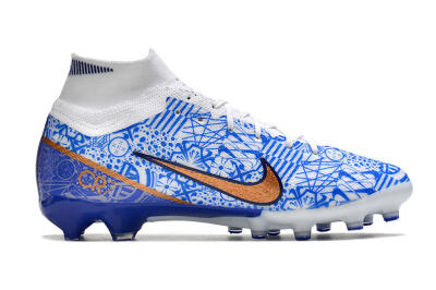 Nike Air Zoom Mercurial Superfly 9 Elite AG Artificial Grass Soccer Cleats - Blue/White