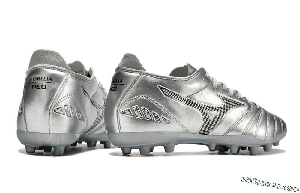 Mizuno Morelia Neo AG Artificial Grass Soccer Cleats - Silver 6
