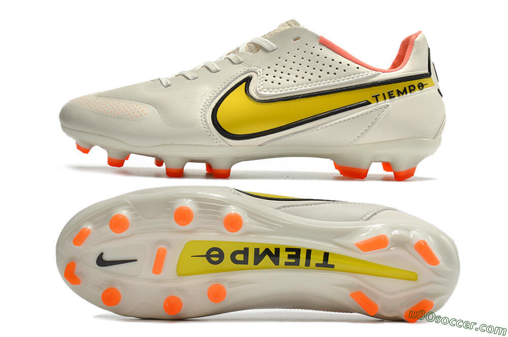 Nike Tiempo Legend 9 Elite FG Firm Ground Soccer Cleats - White/Yellow 0