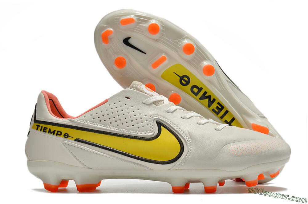 Nike Tiempo Legend 9 Elite FG Firm Ground Soccer Cleats - White/Yellow 1