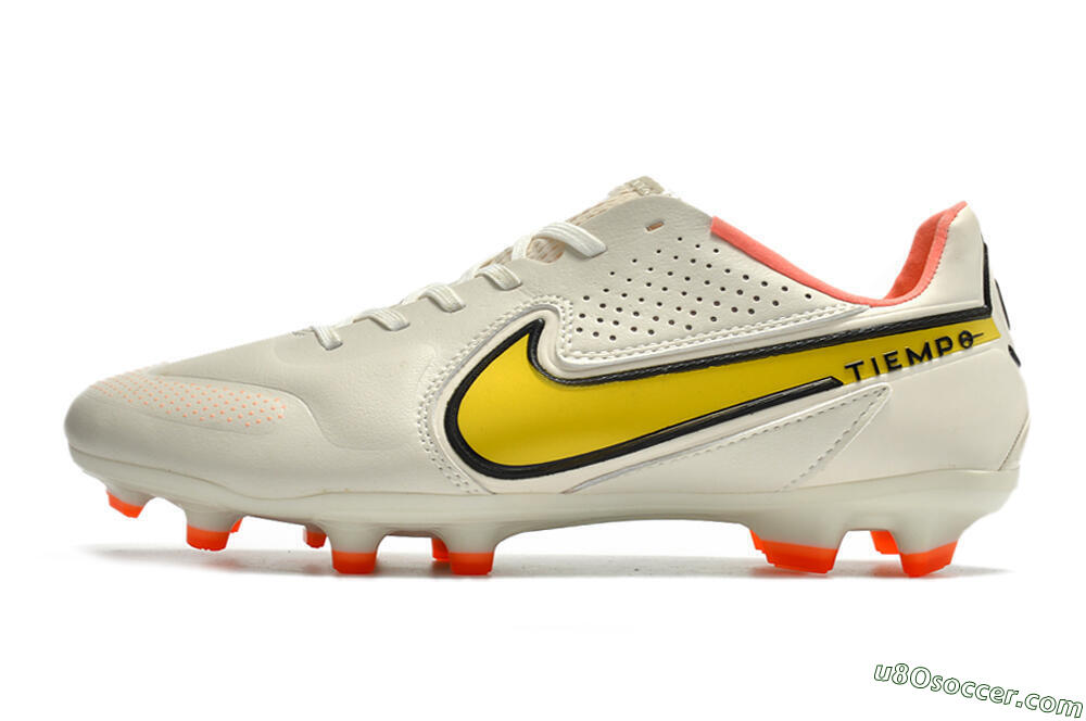 Nike Tiempo Legend 9 Elite FG Firm Ground Soccer Cleats - White/Yellow 2
