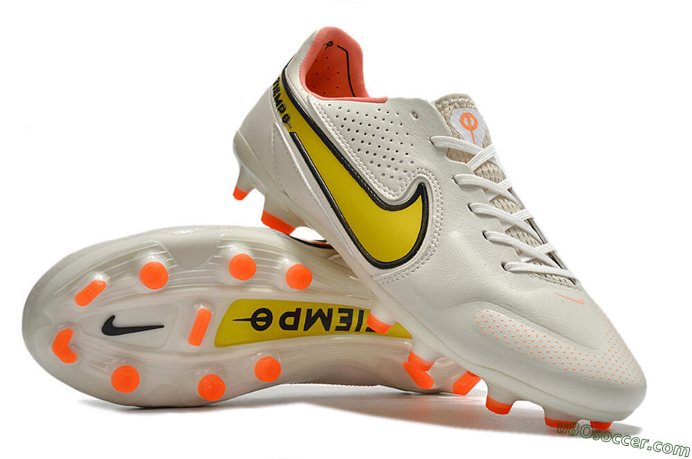 Nike Tiempo Legend 9 Elite FG Firm Ground Soccer Cleats - White/Yellow 4
