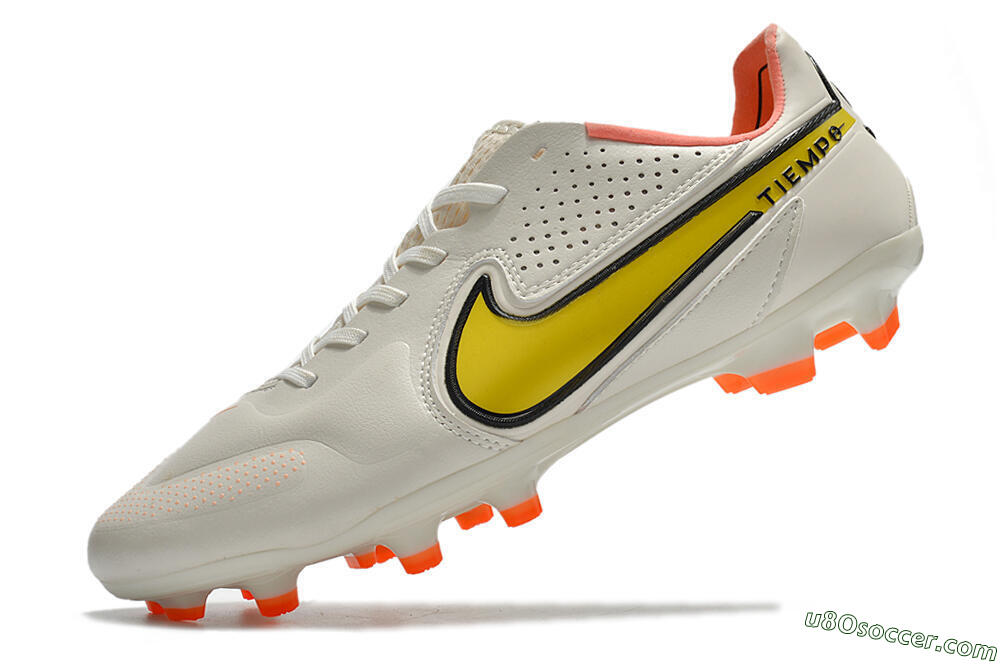 Nike Tiempo Legend 9 Elite FG Firm Ground Soccer Cleats - White/Yellow 8