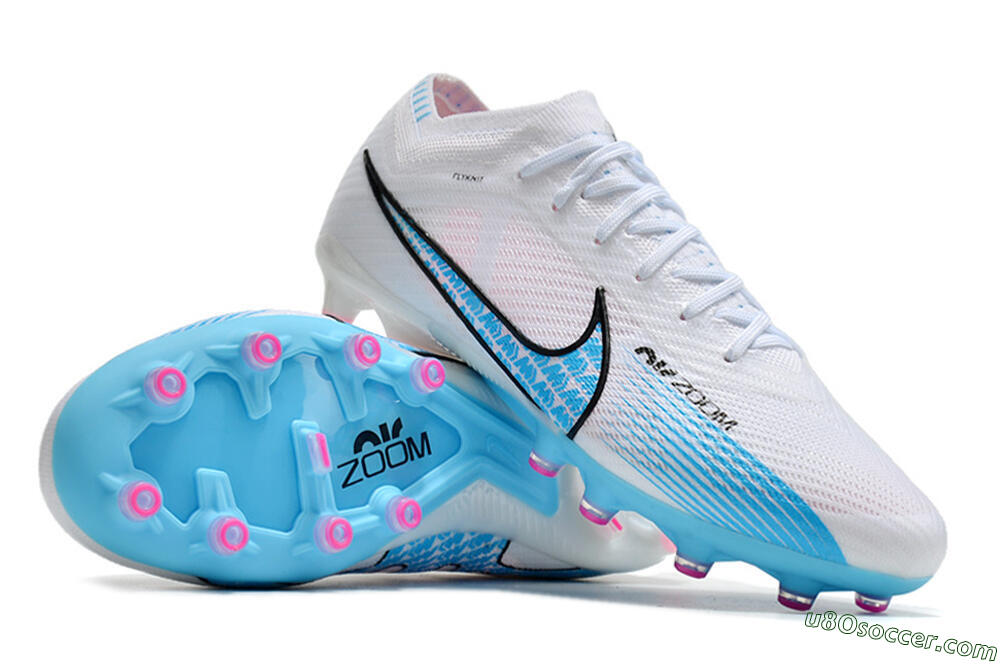 Nike Air Zoom Mercurial Vapor 15 Elite AG Artificial Grass Soccer Cleats - White/Blue 3