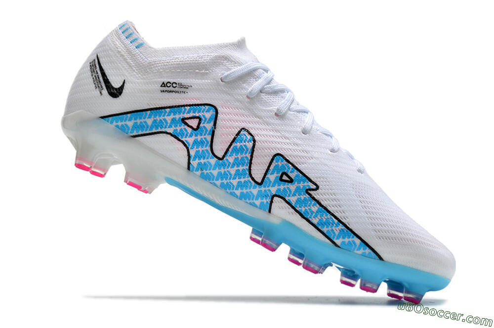 Nike Air Zoom Mercurial Vapor 15 Elite AG Artificial Grass Soccer Cleats - White/Blue 4