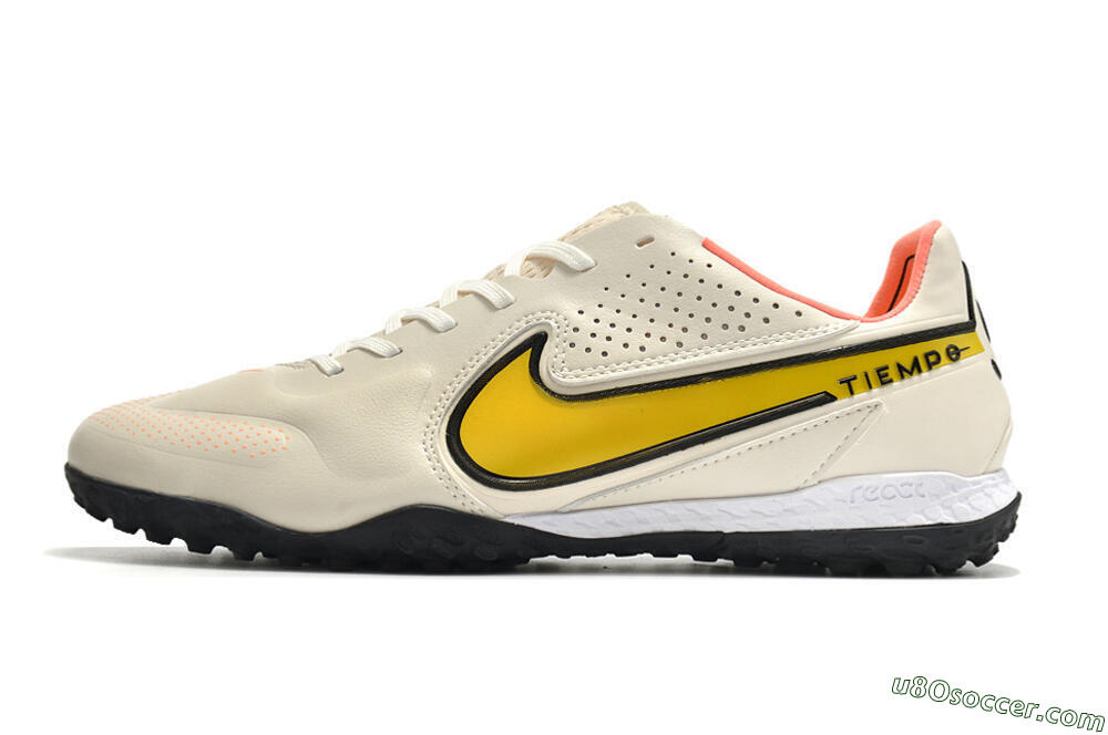 Nike Tiempo Legend 9 Pro TF Artificial Turf Soccer Shoes - White/Yellow 2