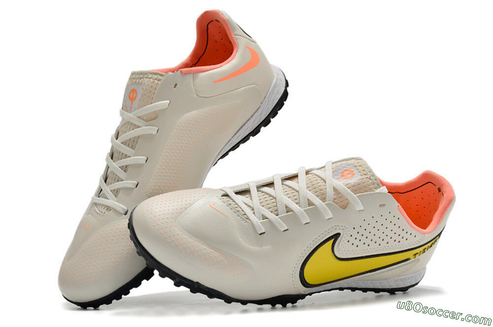 Nike Tiempo Legend 9 Pro TF Artificial Turf Soccer Shoes - White/Yellow 6