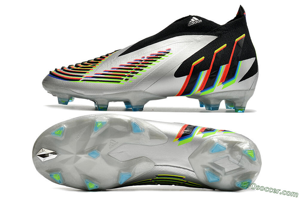 Adidas Predator FIFA World Cup Qatar 2022 Edge+ FG Firm Ground Soccer Cleats - Silver/Black 0