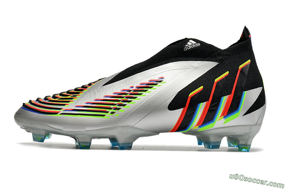 Adidas Predator FIFA World Cup Qatar 2022 Edge+ FG Firm Ground Soccer Cleats - Silver/Black 2