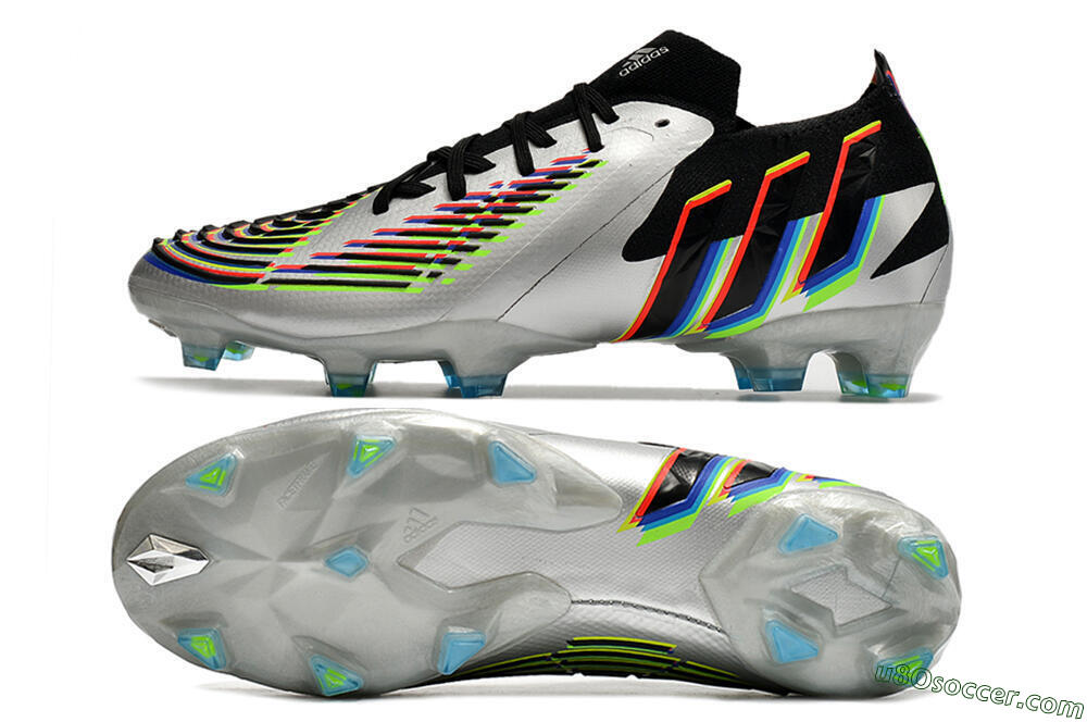 Adidas Predator FIFA World Cup Qatar 2022 Edge+ FG Firm Ground Soccer Cleats - Silver/Black 0
