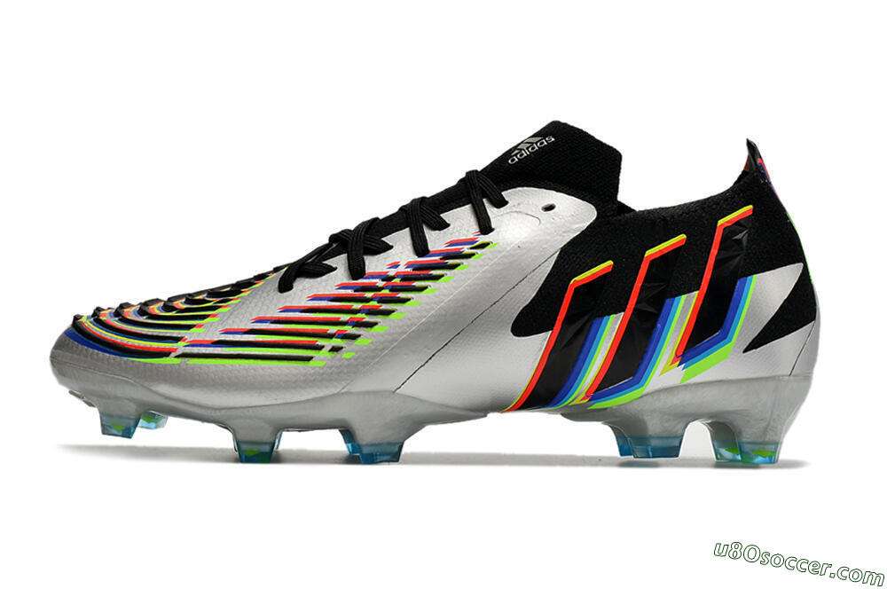 Adidas Predator FIFA World Cup Qatar 2022 Edge+ FG Firm Ground Soccer Cleats - Silver/Black 2