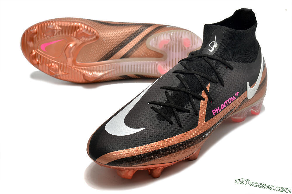 Nike Phantom GT 2 DF Elite FG Firm Ground Soccer Cleats - Black/Gold/White 3
