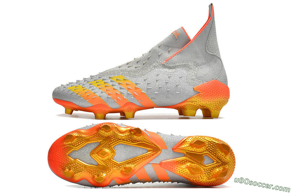 Adidas Predator Freak + FG Firm Ground Soccer Cleats - Silver/Orange 0