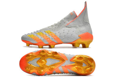 Adidas Predator Freak + FG Firm Ground Soccer Cleats - Silver/Orange