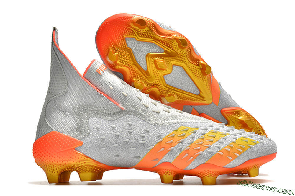 Adidas Predator Freak + FG Firm Ground Soccer Cleats - Silver/Orange 1