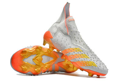 Adidas Predator Freak + FG Firm Ground Soccer Cleats - Silver/Orange