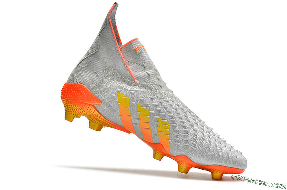 Adidas Predator Freak + FG Firm Ground Soccer Cleats - Silver/Orange 4