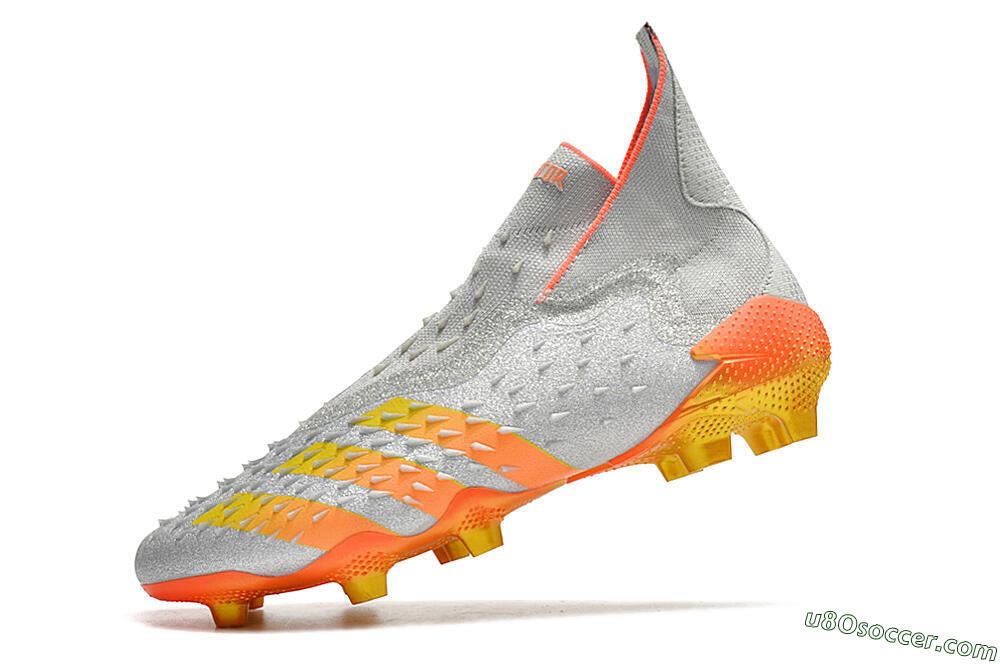 Adidas Predator Freak + FG Firm Ground Soccer Cleats - Silver/Orange 5