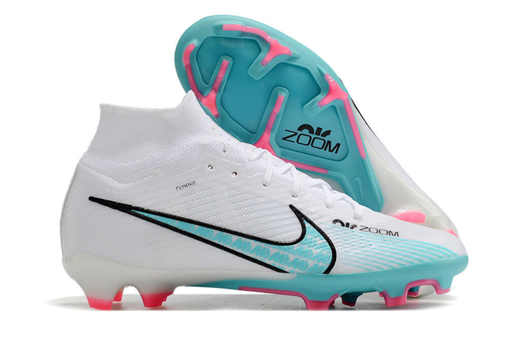 Nike Air Zoom Mercurial Superfly 9 Elite FG Firm Ground Soccer Cleats - White/Blue/Pink 1