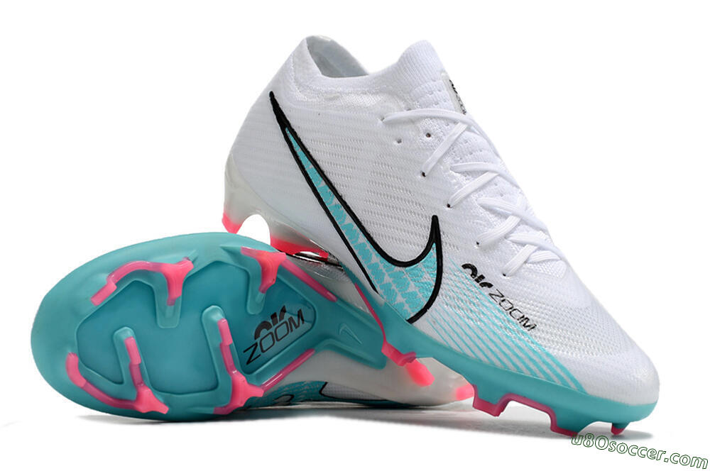 Nike Air Zoom Mercurial Vapor 15 Elite FG Firm Ground Soccer Cleats - White/Blue/Pink 3