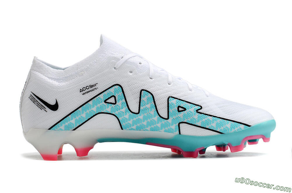 Nike Air Zoom Mercurial Vapor 15 Elite FG Firm Ground Soccer Cleats - White/Blue/Pink 4