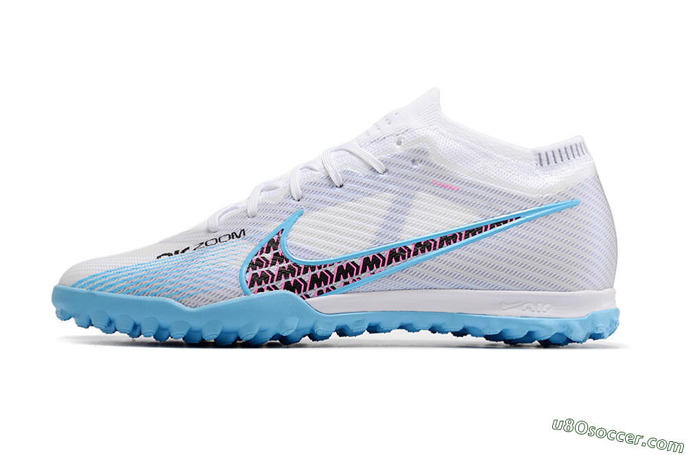 Nike Mercurial Vapor 15 Elite TF Artificial Turf Soccer Shoes - White/Blue/Pink 2