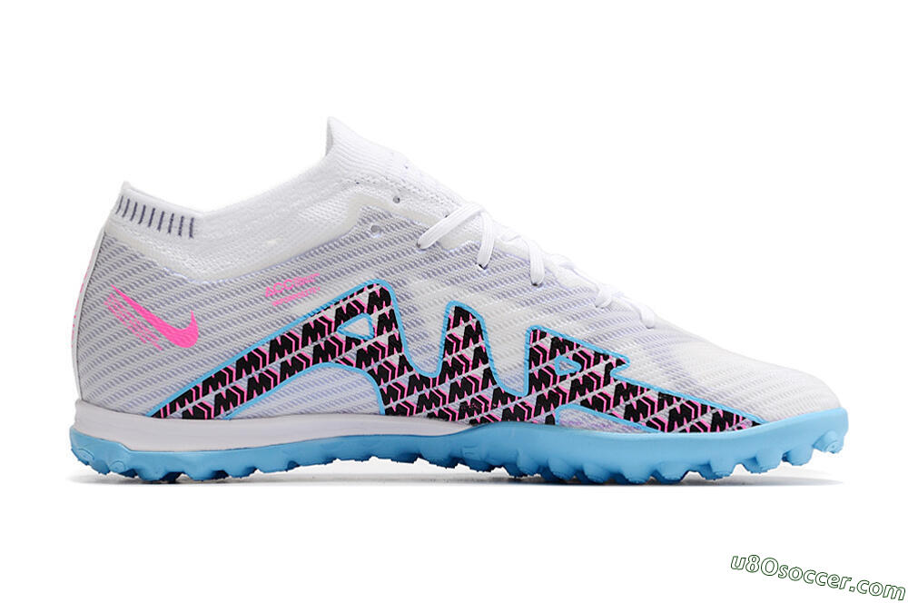 Nike Mercurial Vapor 15 Elite TF Artificial Turf Soccer Shoes - White/Blue/Pink 4