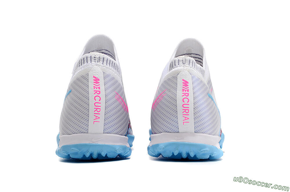 Nike Mercurial Vapor 15 Elite TF Artificial Turf Soccer Shoes - White/Blue/Pink 6