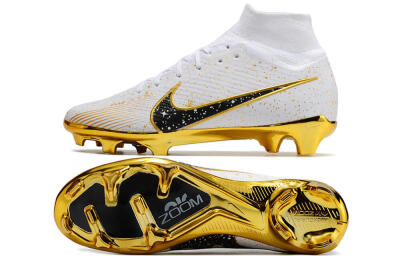Nike Air Zoom Mercurial Superfly 9 Elite FG Firm Ground Soccer Cleats - White/Black/Gold