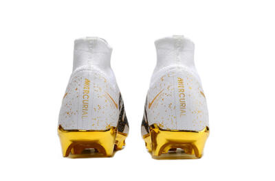 Nike Air Zoom Mercurial Superfly 9 Elite FG Firm Ground Soccer Cleats - White/Black/Gold