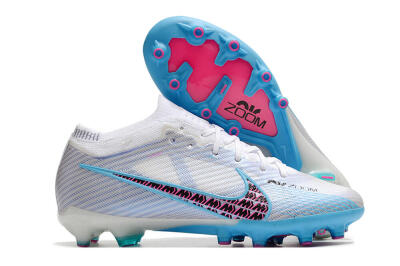 Nike Air Zoom Mercurial Vapor 15 Elite AG Artificial Grass Soccer Cleats - White/Blue/Pink